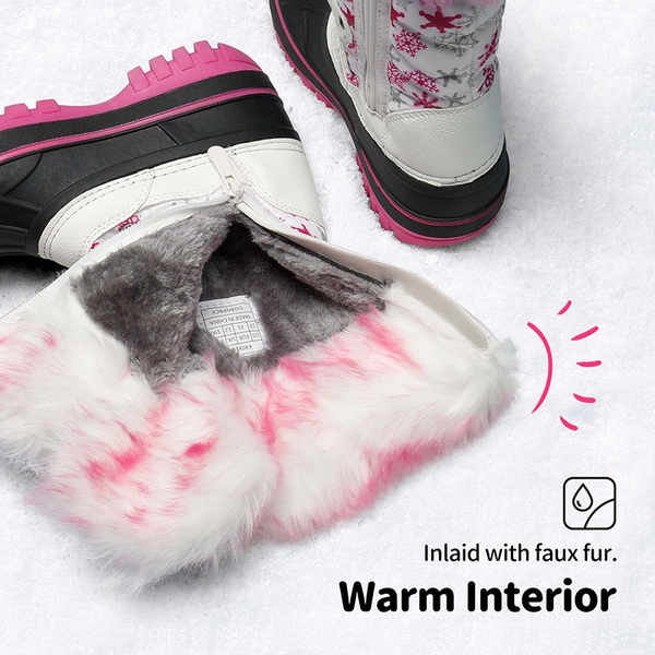 Kids Waterproof Snow Boots - WHITE FUCHSIA - 2
